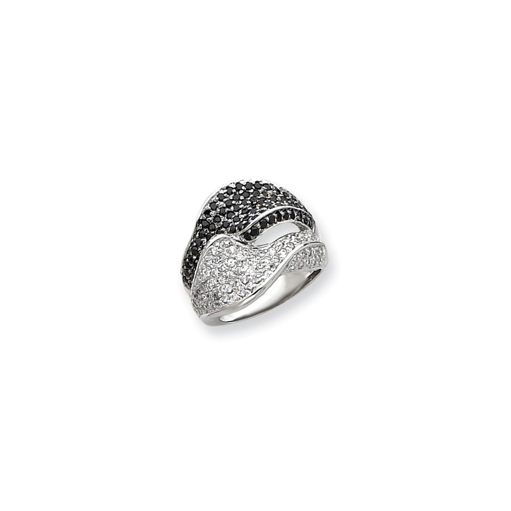Sterling Silver Black & White CZ Ring