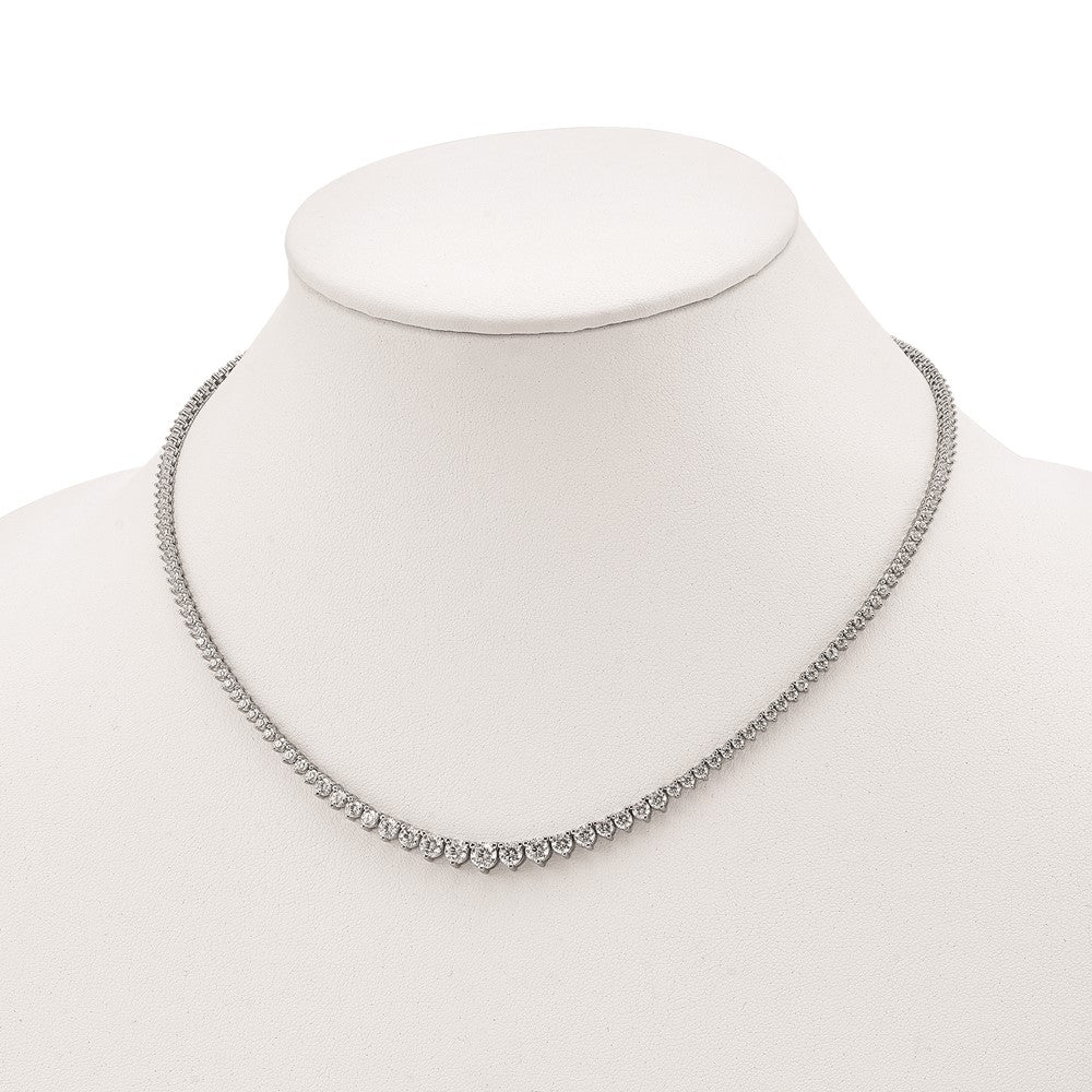 Sterling Shimmer Sterling Silver Rhodium-plated 17 inch 180 Stone Graduated CZ Necklace 17 Inches