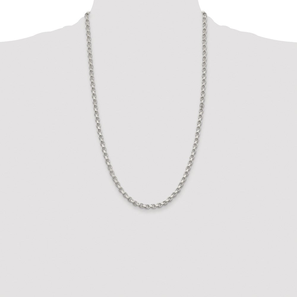 Sterling Silver Rhodium-plated 4mm Diamond-cut Rolo Chain