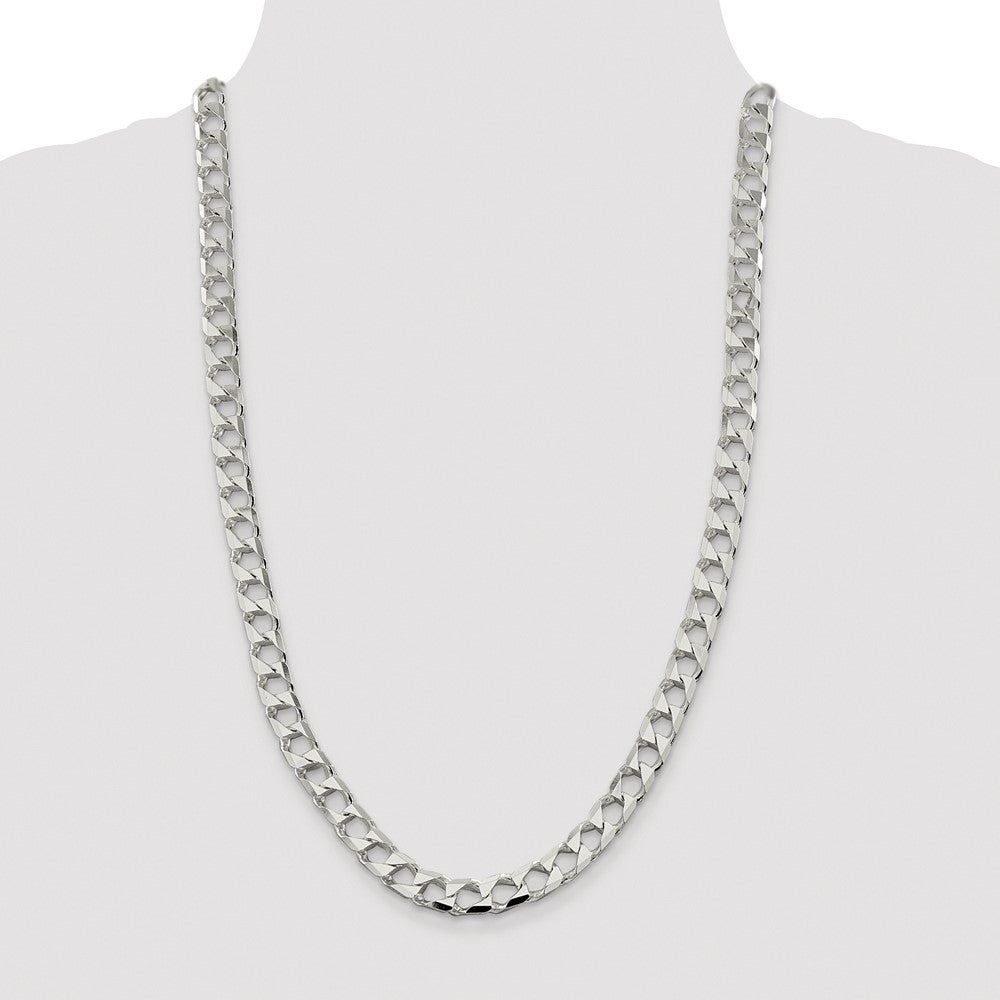 Sterling Silver Rhodium-plated 8.6mm D/C Square Curb Chain