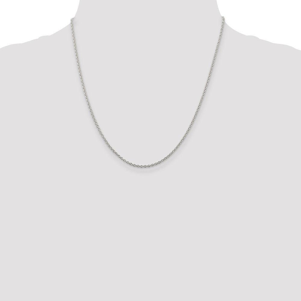 Sterling Silver Rhodium-plated 1.95mm Cable Chain 20 Inches