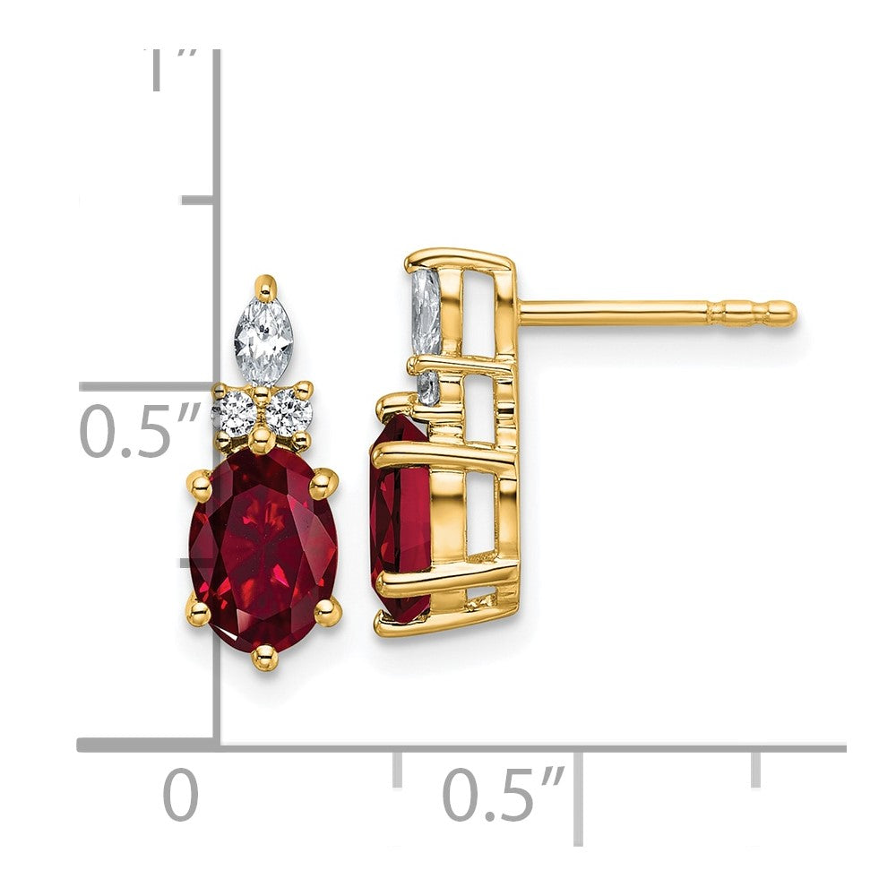 14K Polished Diamond and Lab Created Ruby Twisted Post Earrings
