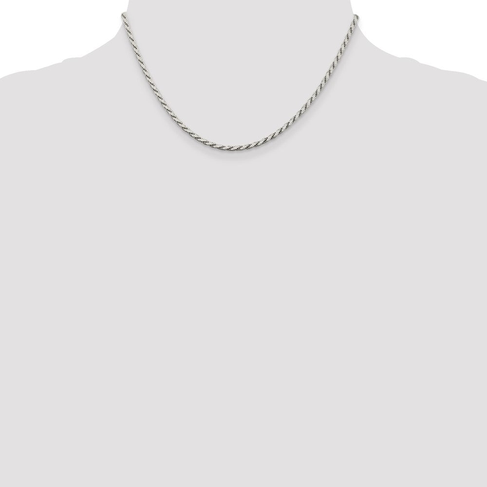 Sterling Silver 2.5mm Flat Rope Chain 16 Inches