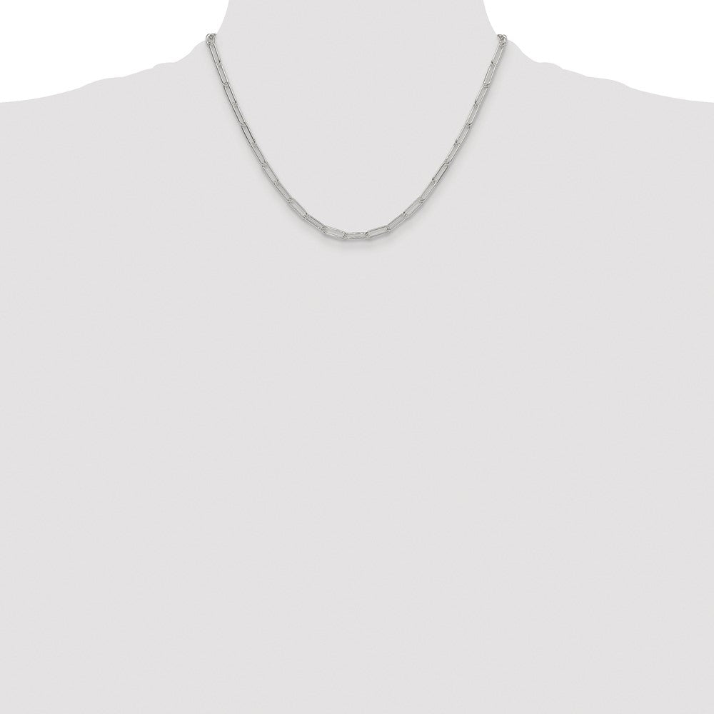 Sterling Silver Rhodium-plated Polished 3.5mm Elongated Cable Chain