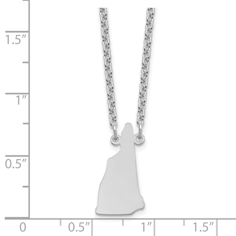 Sterling Silver/Rhodium-plated New Hampshire State Necklace