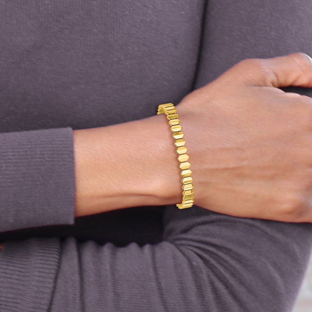 14K Polished Fancy Geometric Link Bracelet 7.5 inches