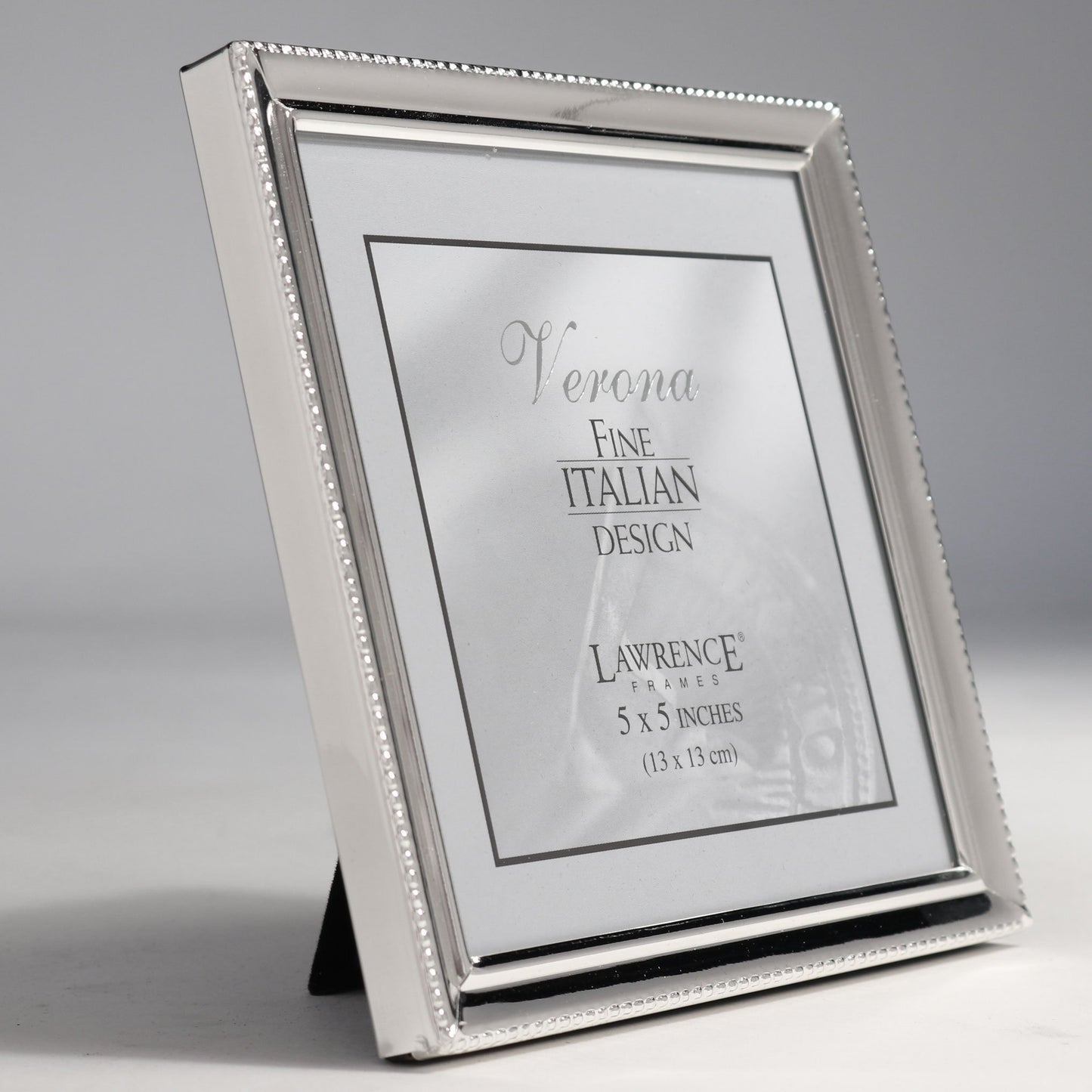 Lawrence Frames Polished Silver Plate 5x5 Picture Frame - Bead Border Design