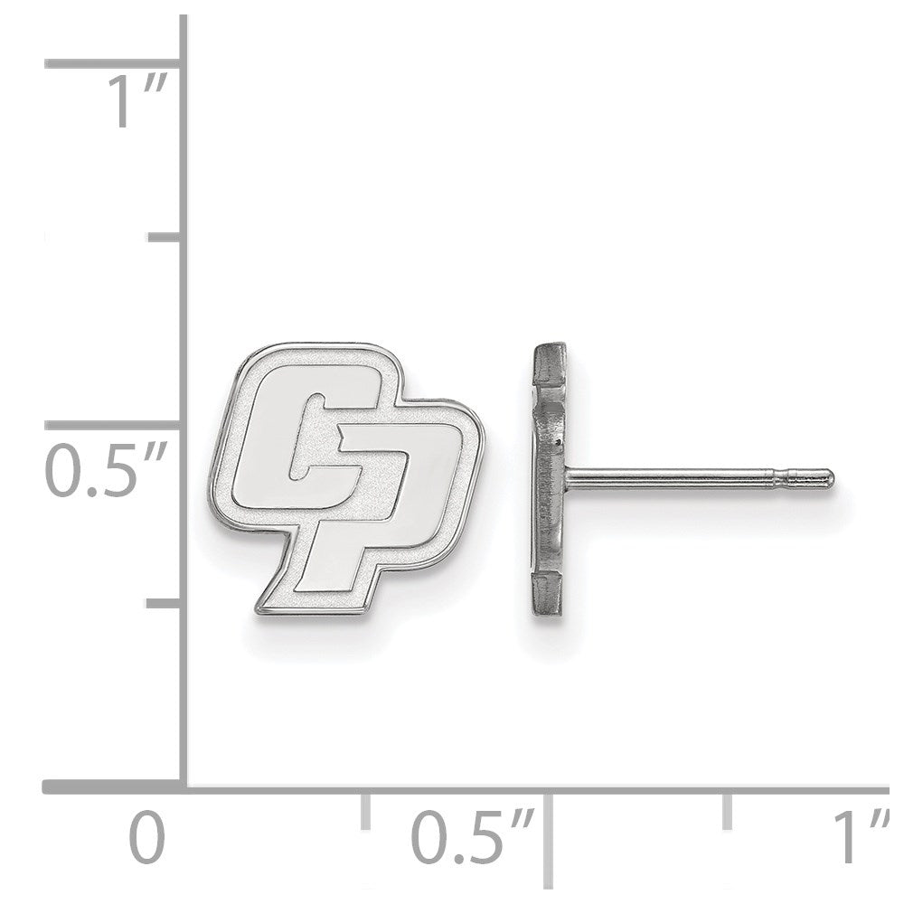 Sterling Silver Rhodium-plated LogoArt California Polytechnic State University C-P Extra Small Post Earrings