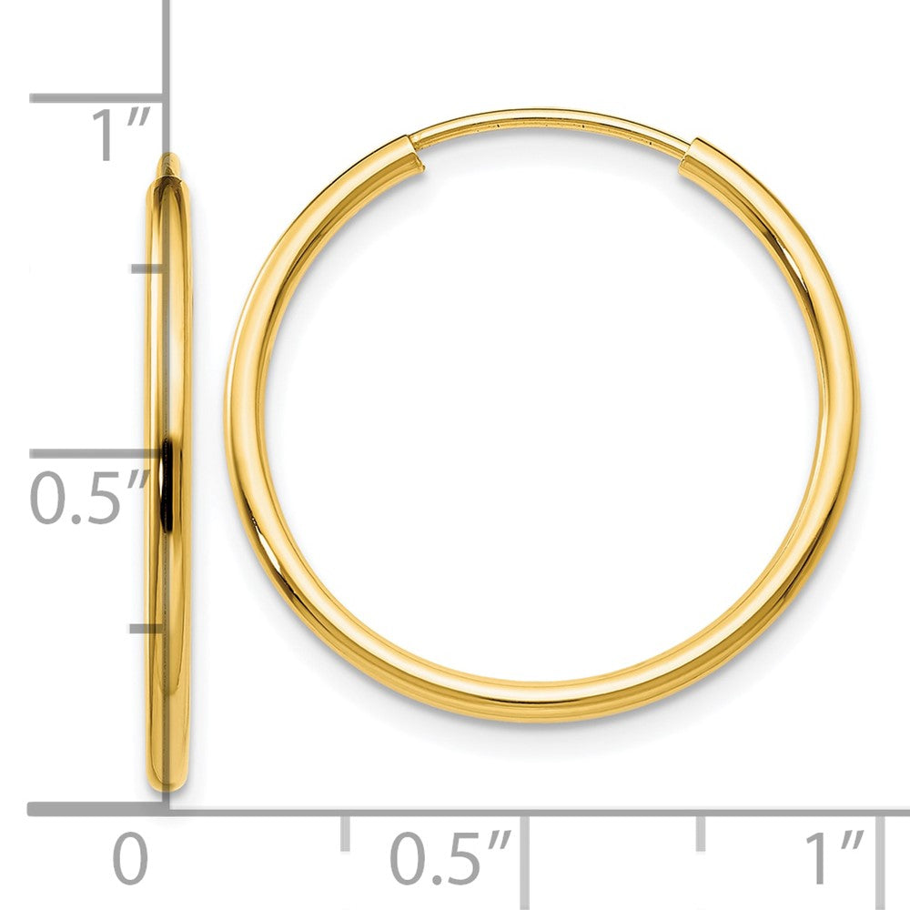 10k 1.5mm Polished Round Endless Hoop Earrings