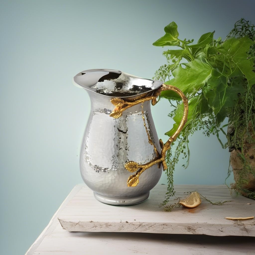 Leeber 70028 7.5 in. Golden Vine Hammered Pitcher