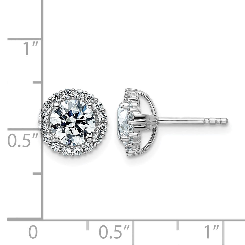 14k White Gold Moissanite Halo Post Earrings