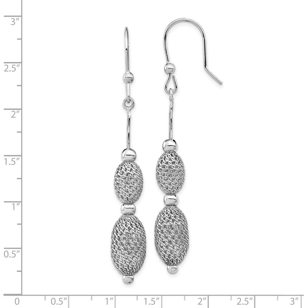 Sterling Silver Rhodium-plated Beaded Dangle Earrings