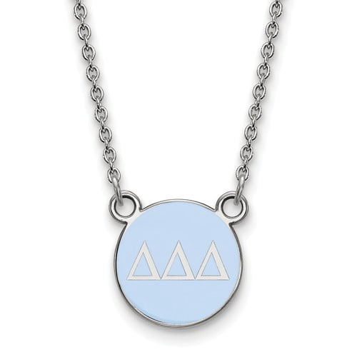 Sterling Silver 18in Official Licensed Greek Sororities Delta Delta Delta (???) XS Enamel Pendant w/Necklace