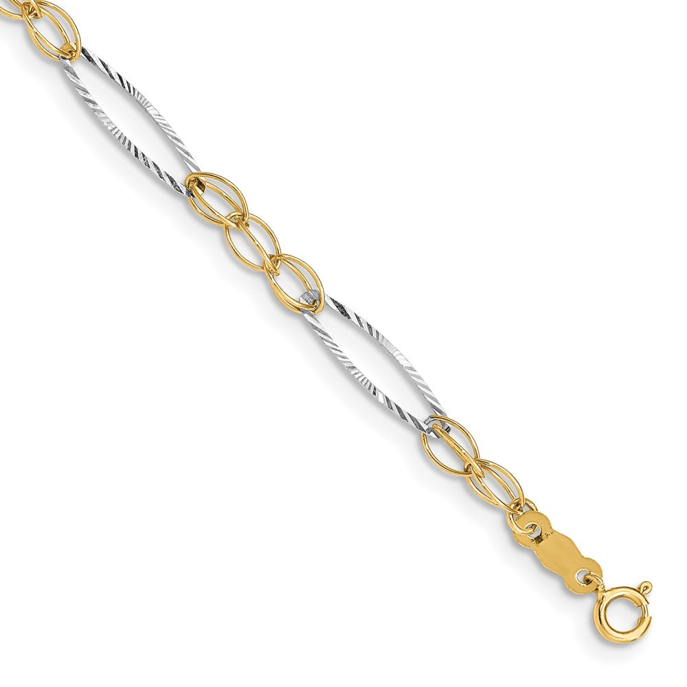 14k Two-tone Oval Design Bracelet 7.5 inches