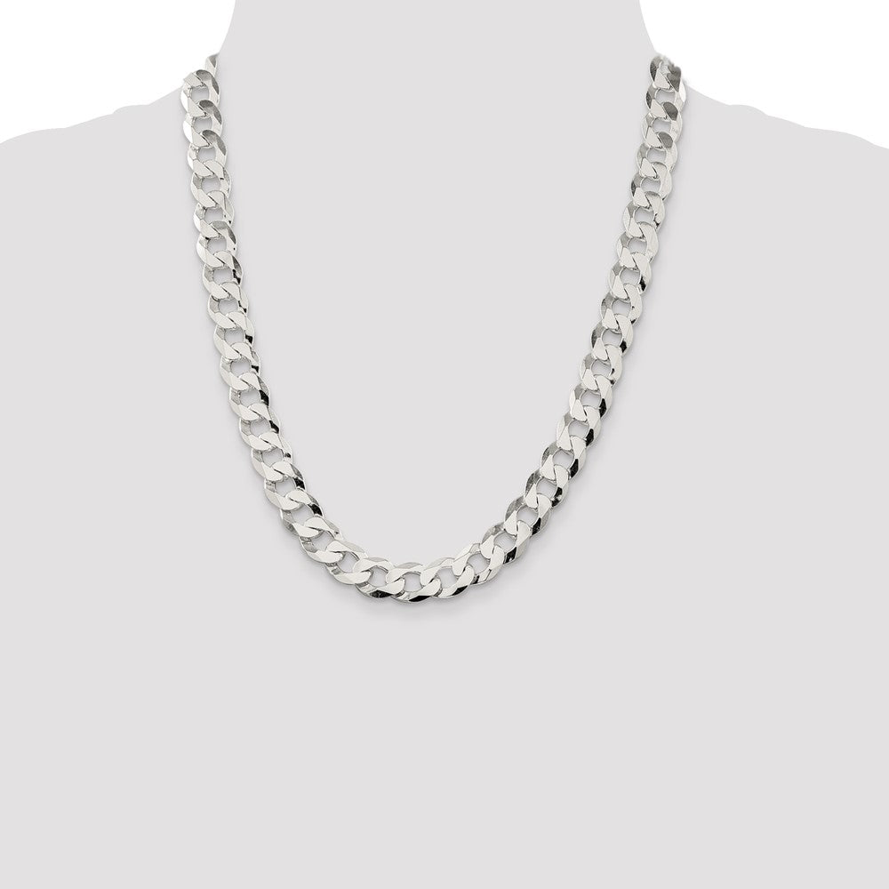 Sterling Silver 11.75mm Flat Curb Chain 22 Inches