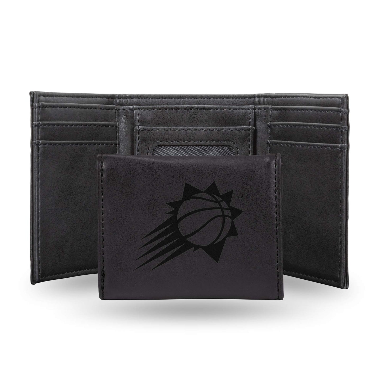 Basketball Rico Industries Phoenix Suns Black Laser Engraved Trifold Laser Engraved Tri-Fold Wallet - Men's Accessory