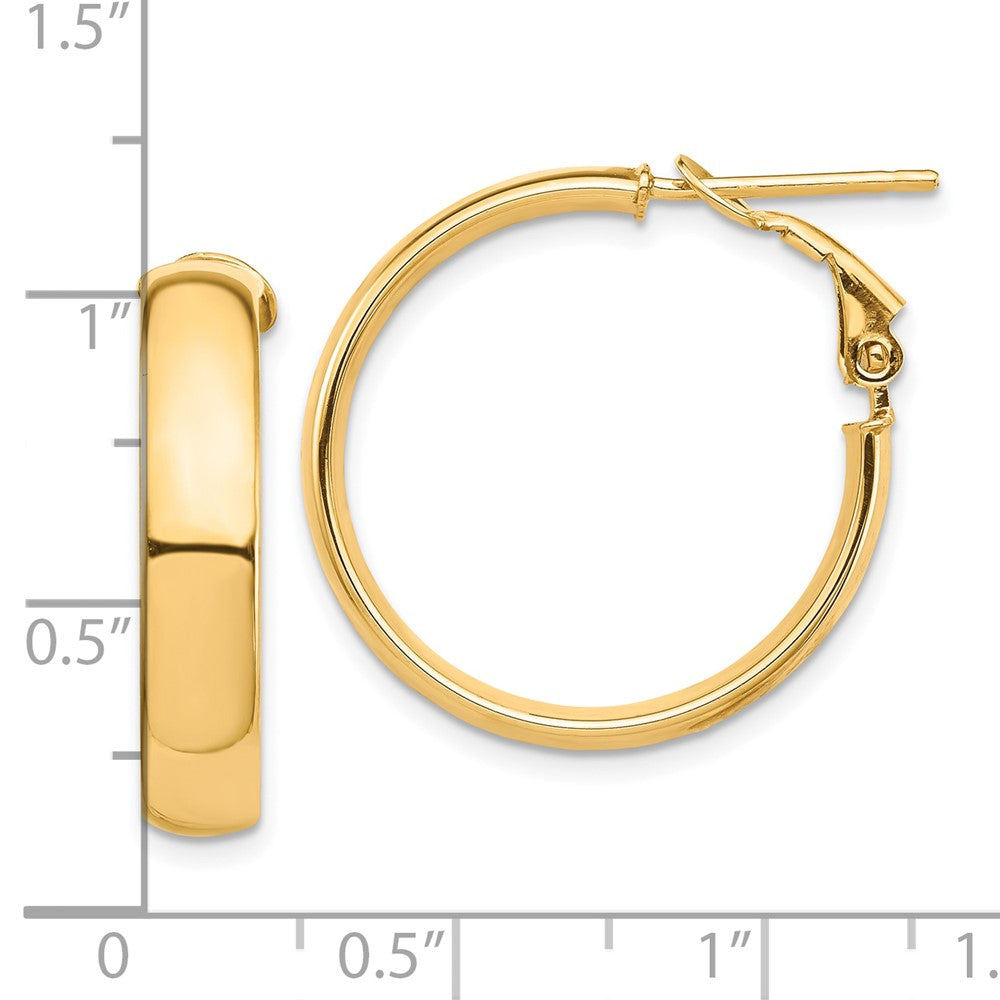 10k High Polished 5mm Omega Back Hoop Earrings