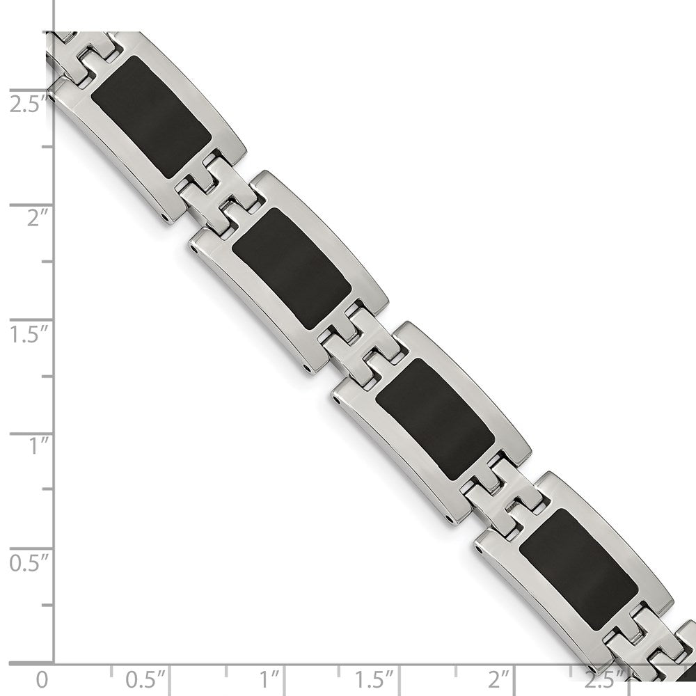 Stainless Steel Polished with Black Enamel 9in Bracelet 9 inches
