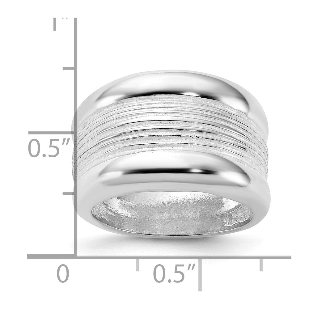Sterling Silver Polished Ridged Ring