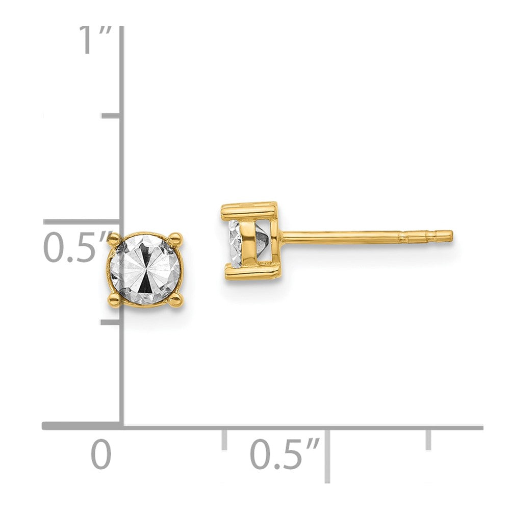 14K w/Rhodium Polished and D/C Post Earrings