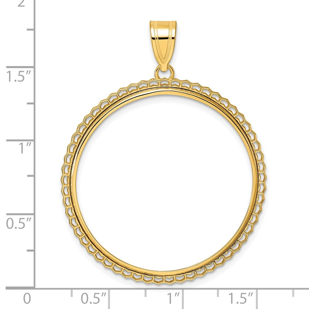 14k Polished Poly Edge with 32.0mm Prong Coin Bezel Pendant