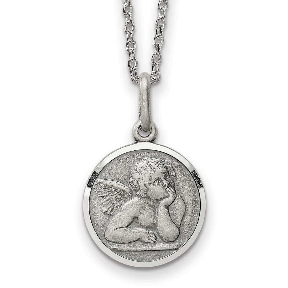 Sterling Silver Antiqued Raphael Angel Necklace