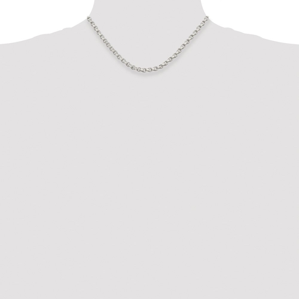 Sterling Silver Rhodium-plated 4mm Diamond-cut Rolo Chain