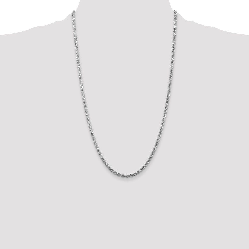 Sterling Silver Rhodium-plated 3mm Solid Rope Chain 26 Inches
