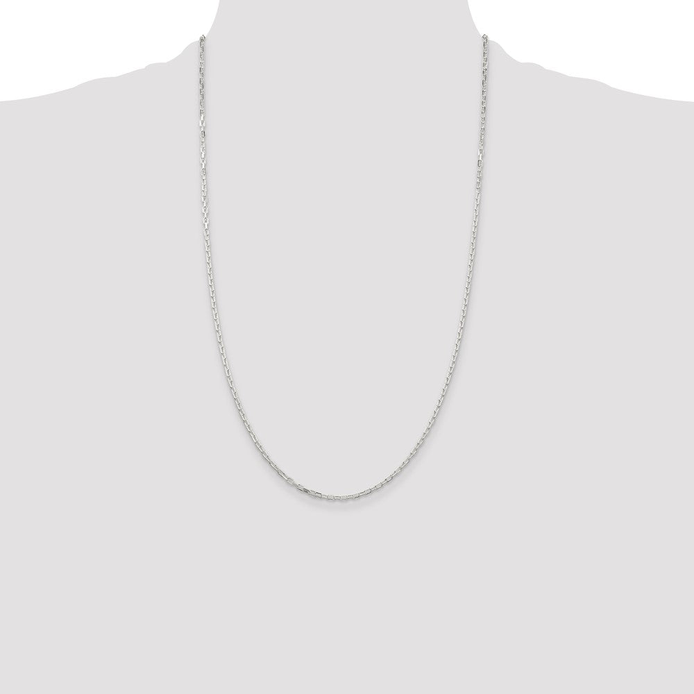 Sterling Silver 2.2mm Diamond-cut Long Link Cable Chain 26 Inches