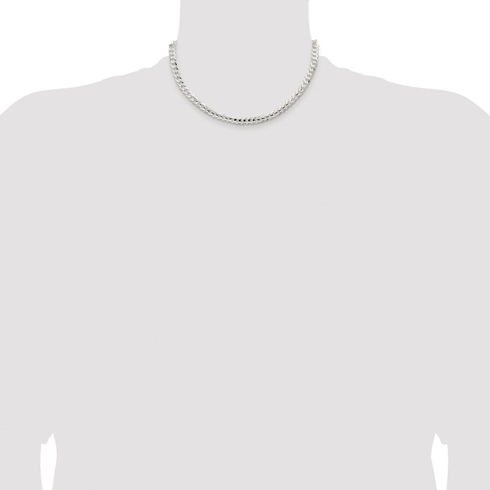 Sterling Silver Rhodium-plated 5.65mm Concave Beveled Curb Chain