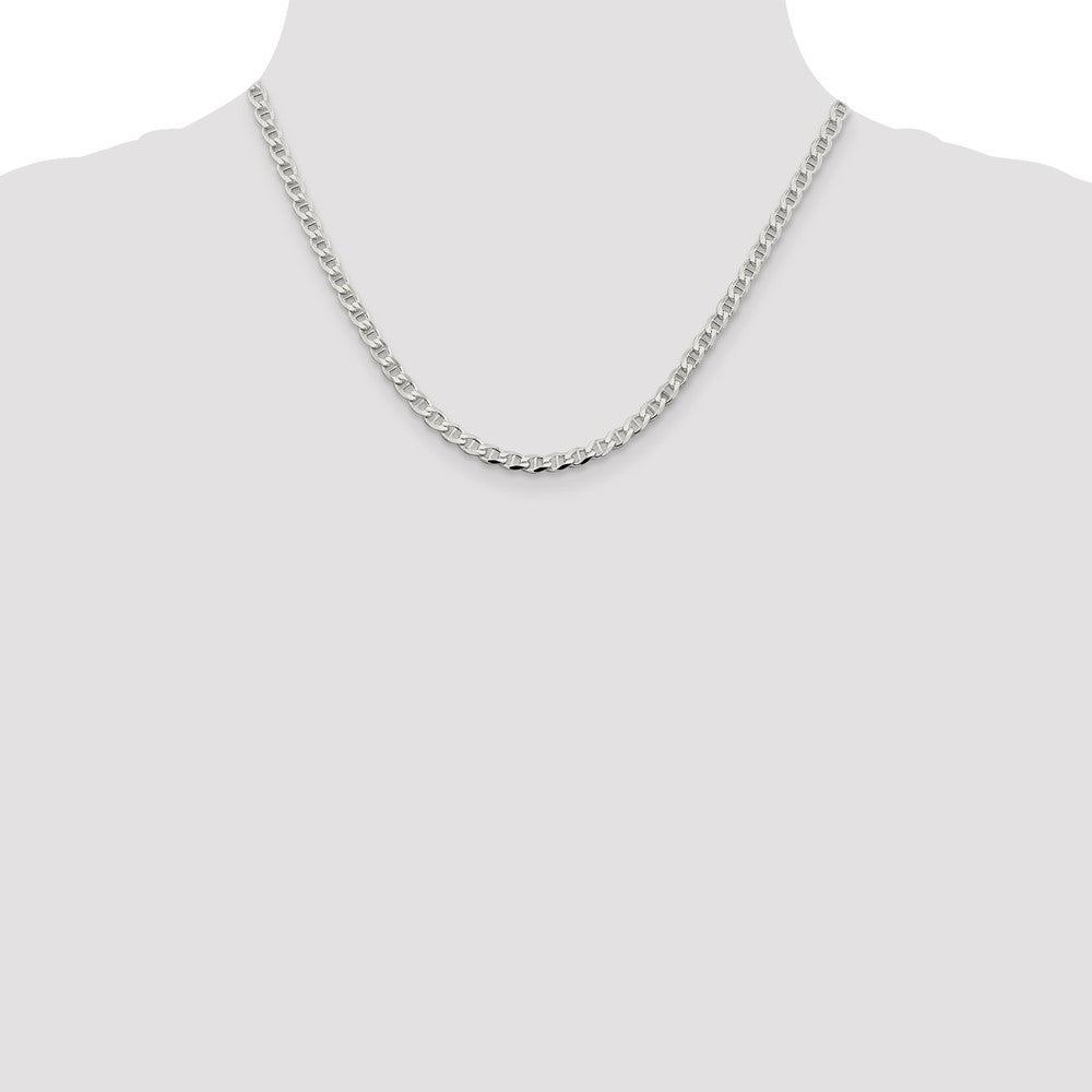 Sterling Silver 4.0mm D/C Flat Anchor Curb Chain 18 Inches