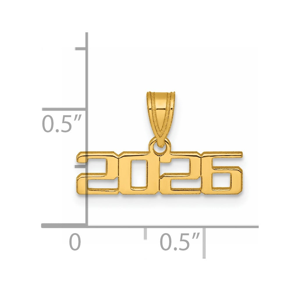 14K Polished 2026 Graduation Charm