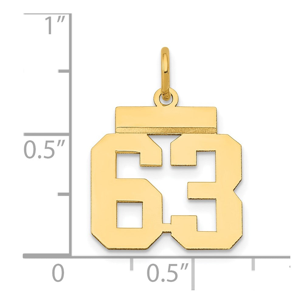 14k Small Polished Number 63 Charm