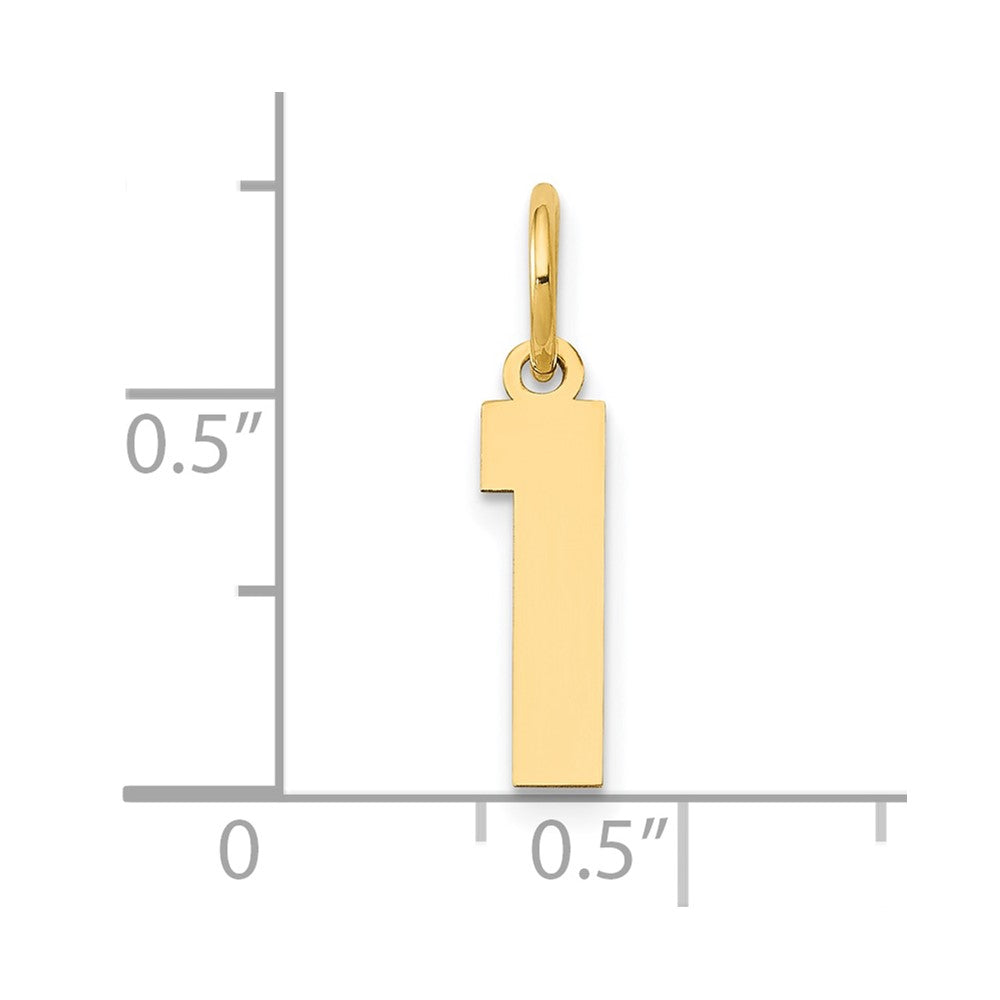 14k Small Polished Number 1 Charm