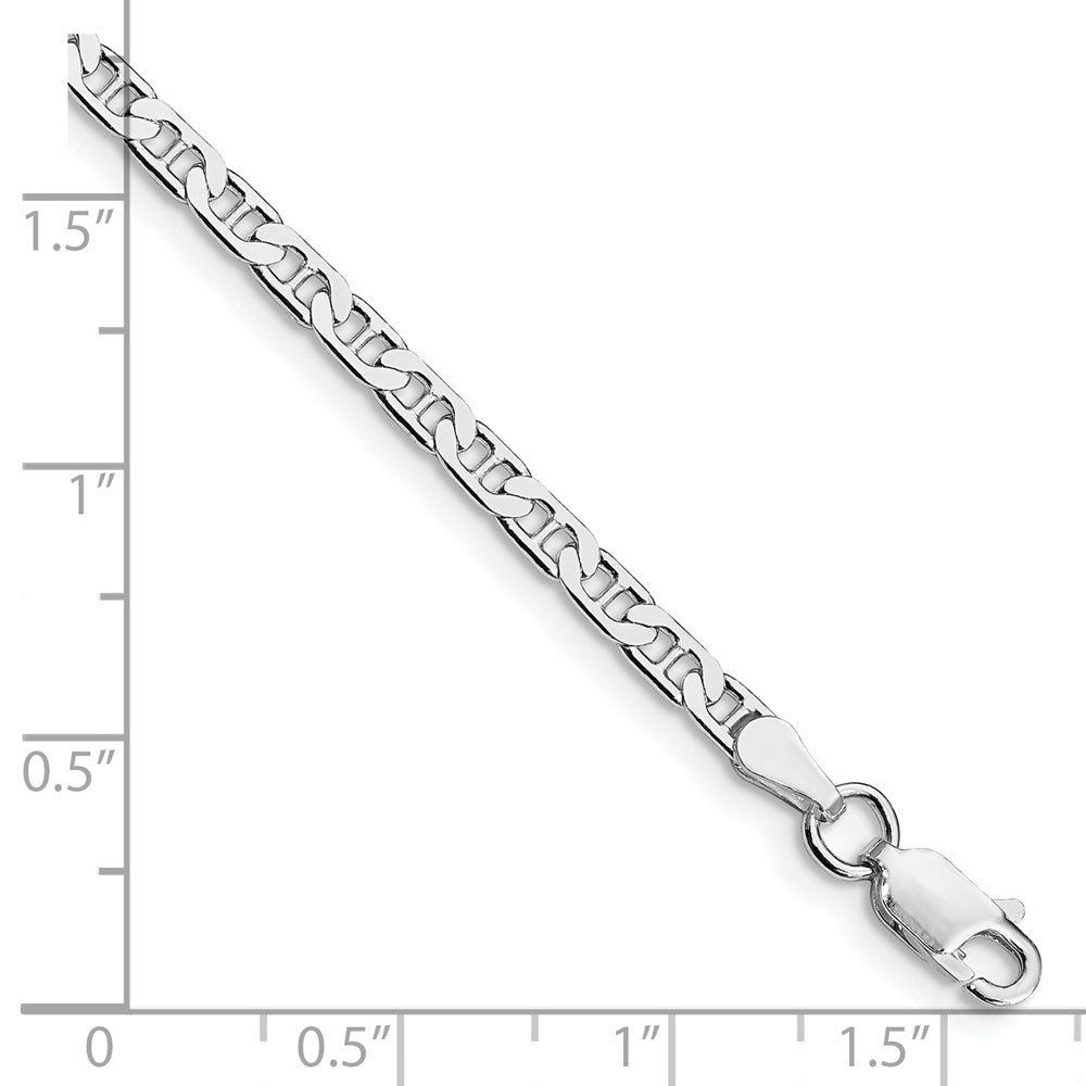 Sterling Silver Rhodium-plated 3mm Flat Anchor Chain 8 inches