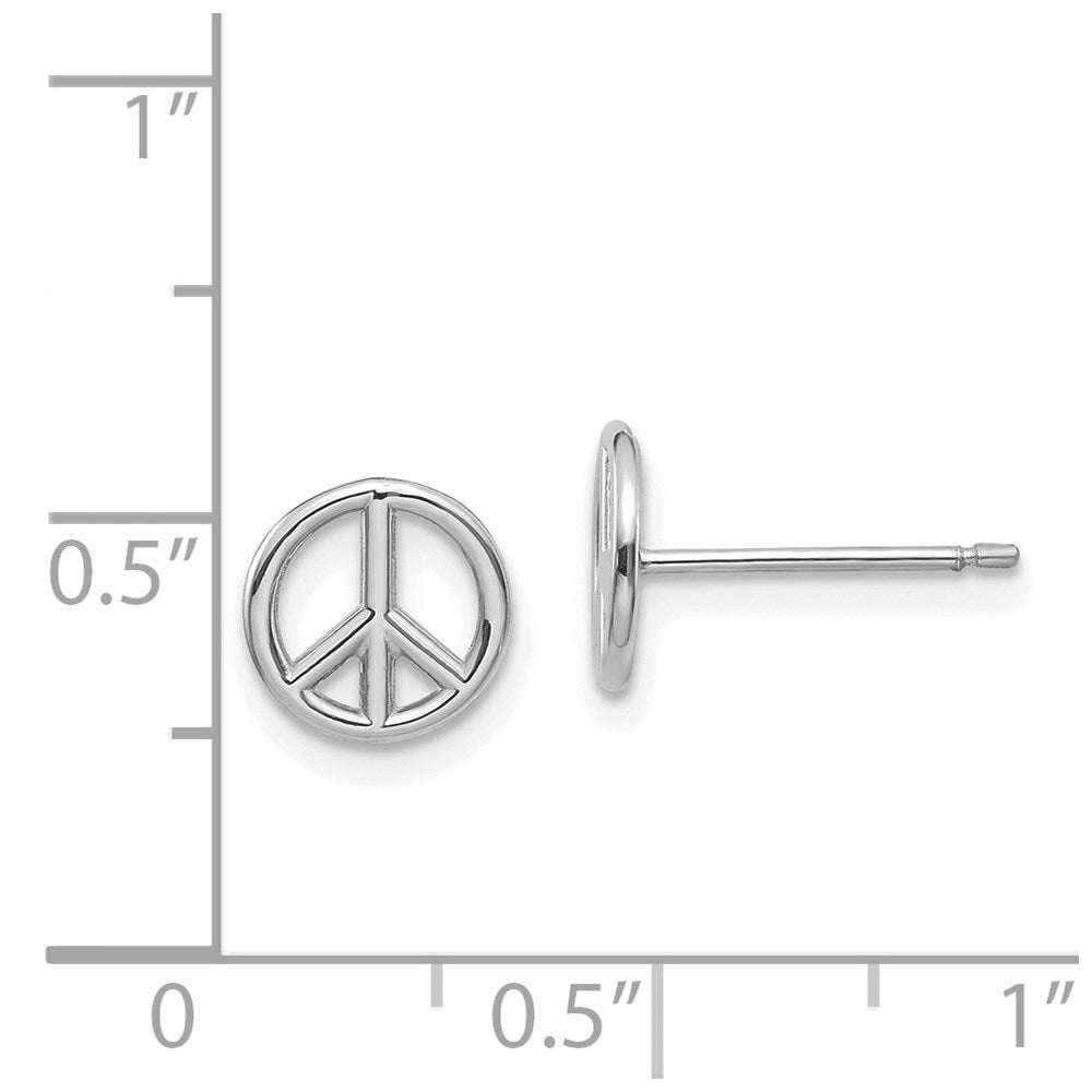 14K White Gold Polished Peace Symbol Post Earrings