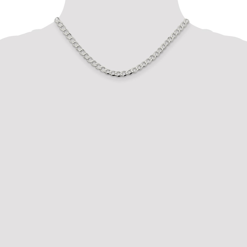 Sterling Silver 5.3mm Semi-solid Flat Curb Chain 16 Inches