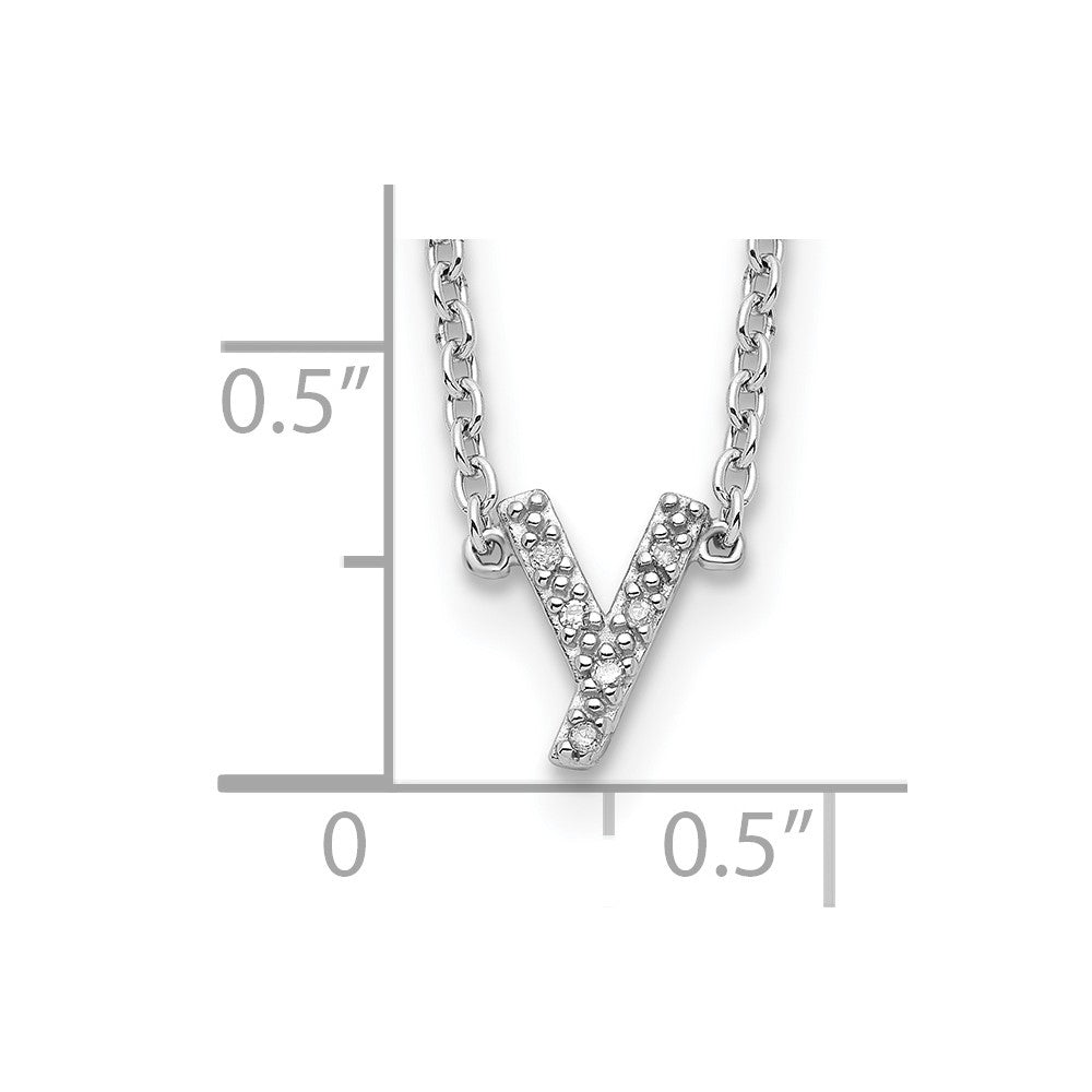 Sterling Silver Polished Diamond Initial y with 16 + 2 in ext Necklace