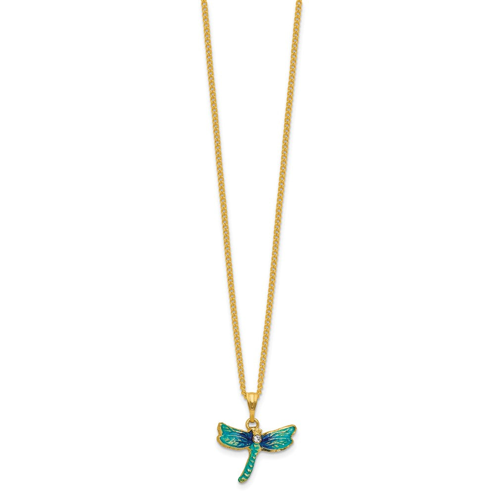 Luxury Giftware by Jere Bejeweled JEWELEE Dragonfly on Heart Trinket Box with Matching 18 inch Necklace