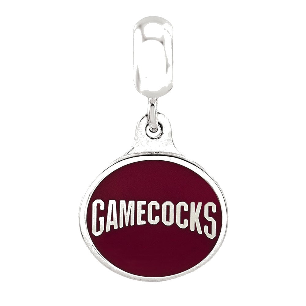 Sterling Silver Univ. South Carolina Collegiate Enameled Dangle Bead