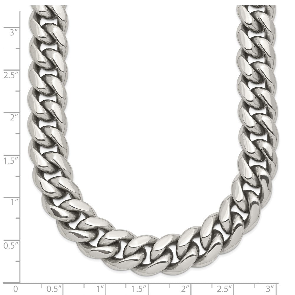 Stainless Steel Polished 24in Curb Chain Necklace