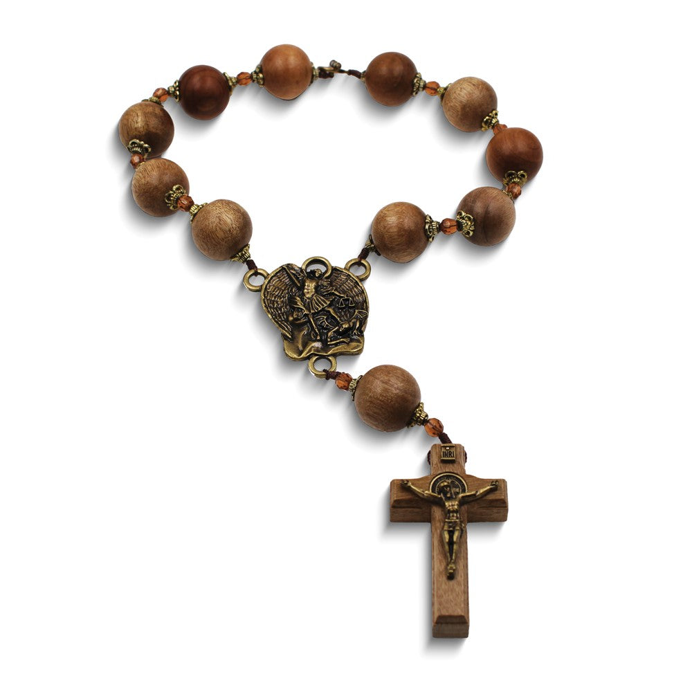 St.Michael Wooden Beads 14 inch Door Rosary