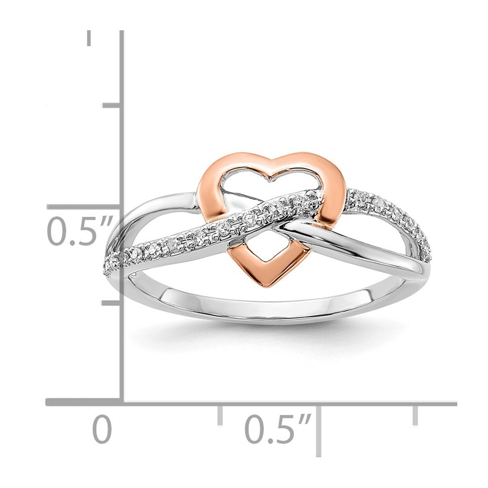 10K Two Tone Diamond Infinity with Heart Ring