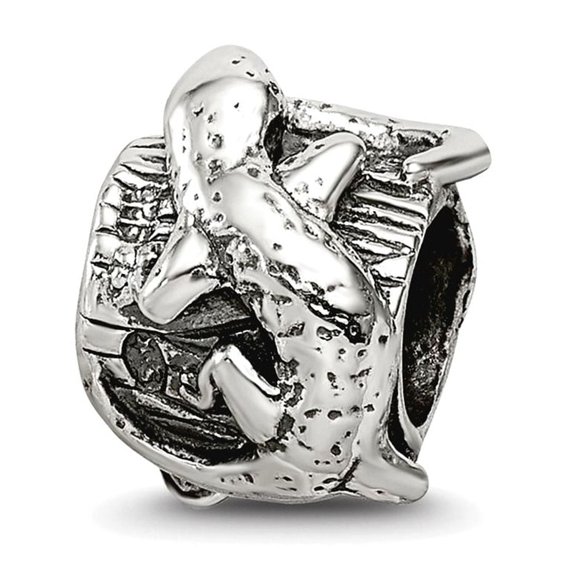 Sterling Silver Reflections Lizard on a Log Bead
