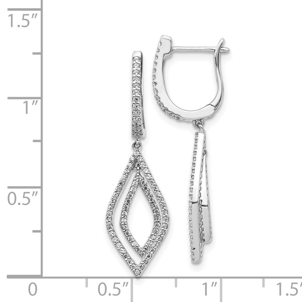14k White Gold Diamond Teardrop Hinged Dangle Earrings