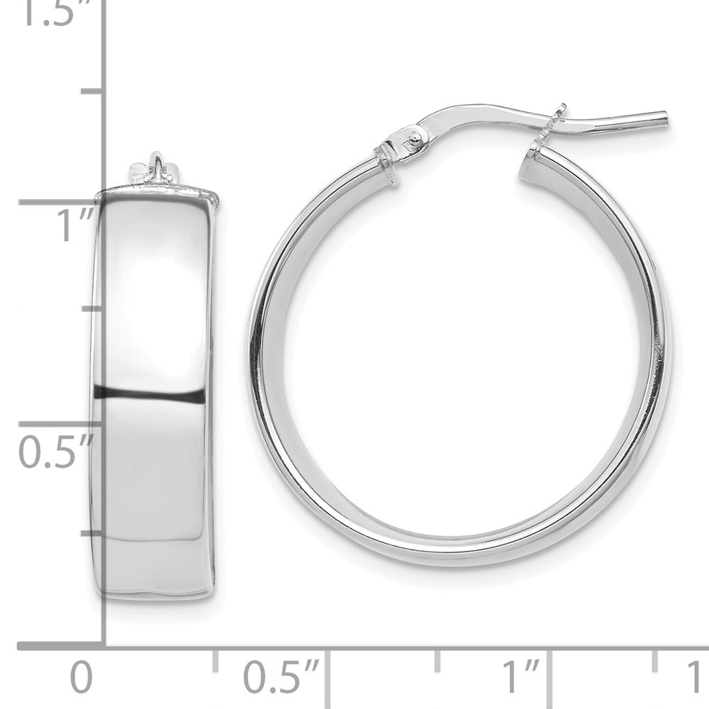 10k White Gold High Polished 7mm Hoop Earrings