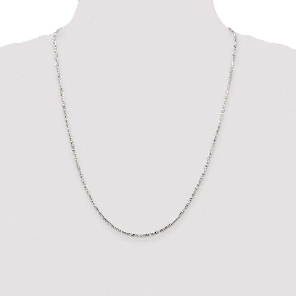 Sterling Silver Rhodium-plated 1.45mm Diamond-cut Round Franco Chain