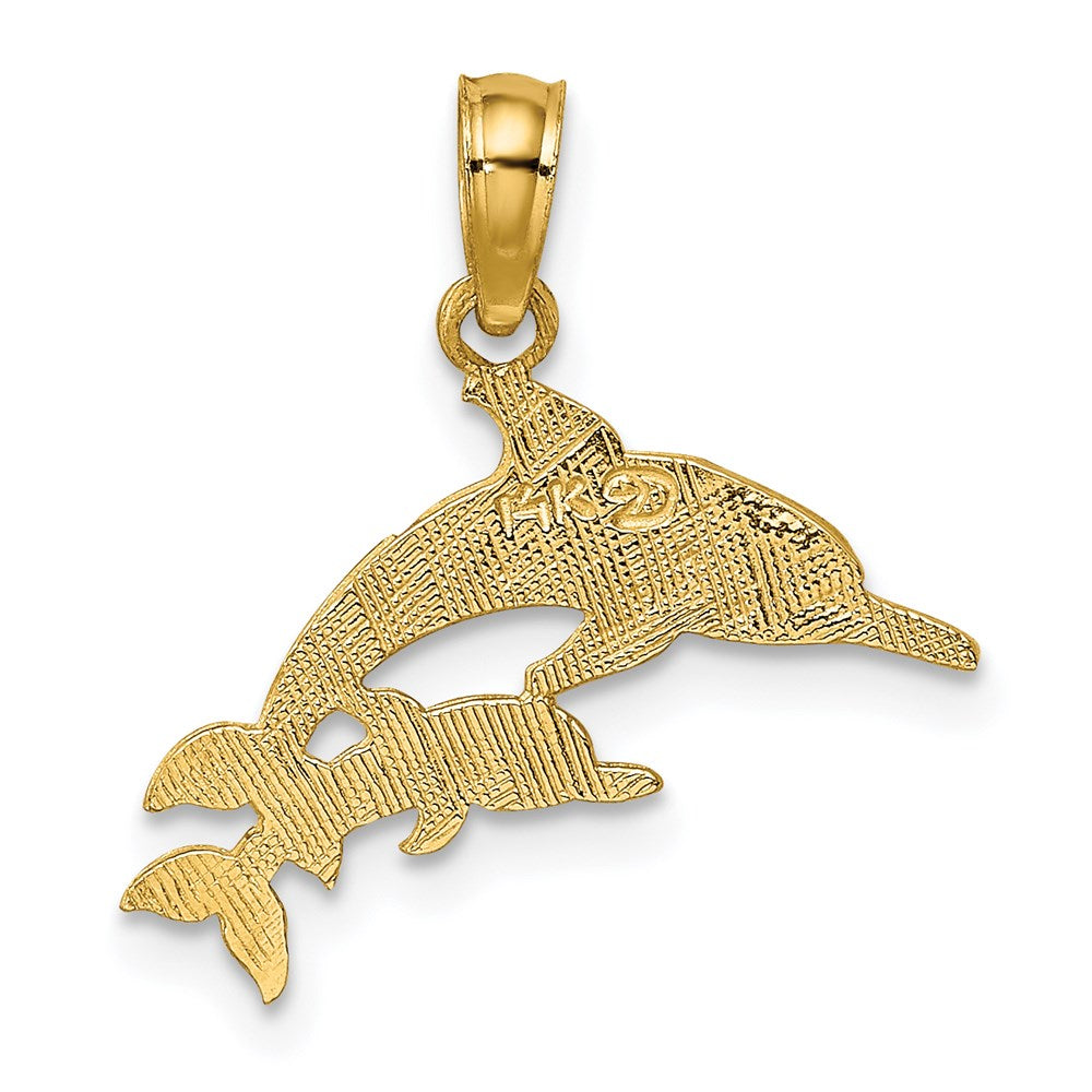 14K Mother and Calf Dolphin Charm