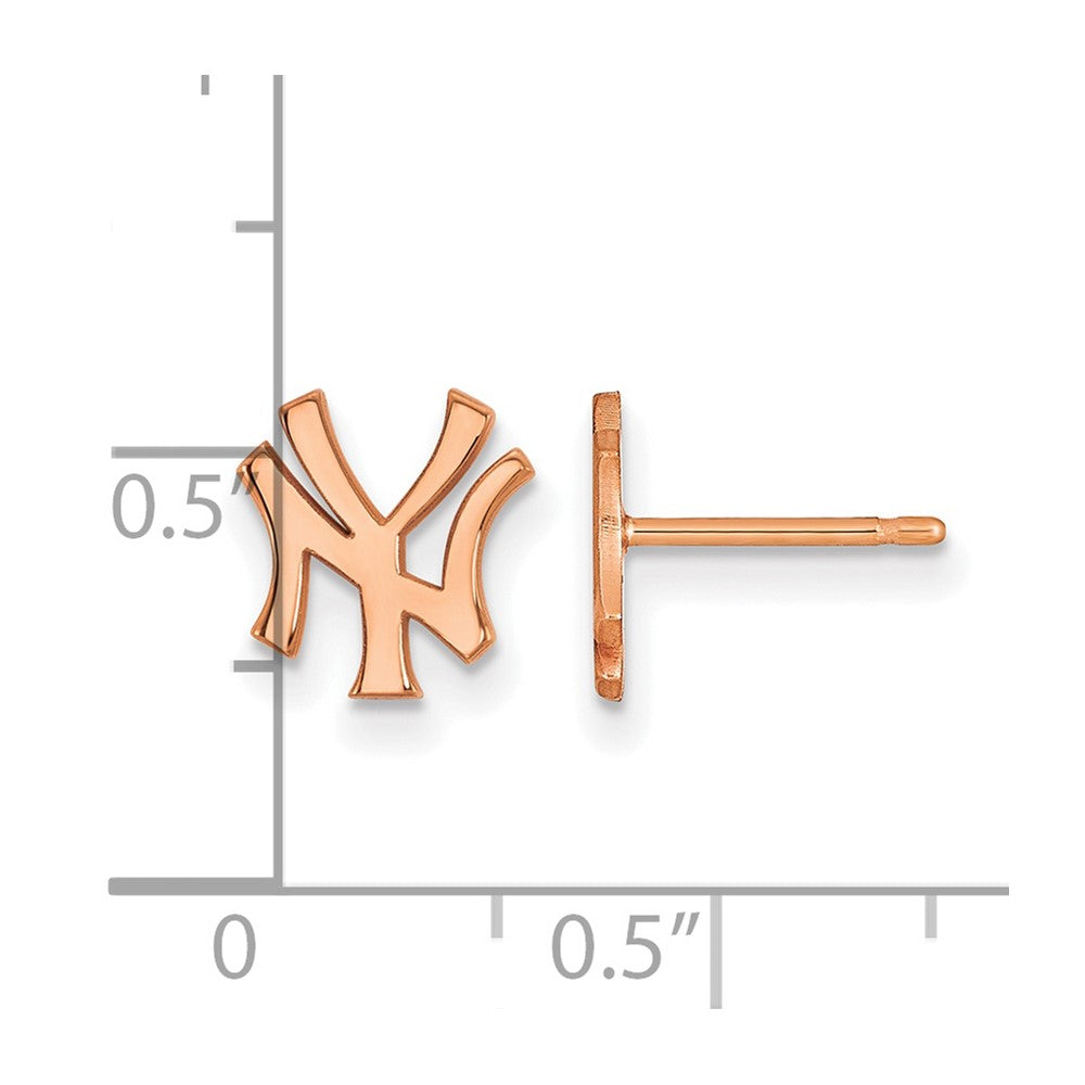SS Rose Gold-plated MLB LogoArt New York Yankees Extra Small Post Earrings