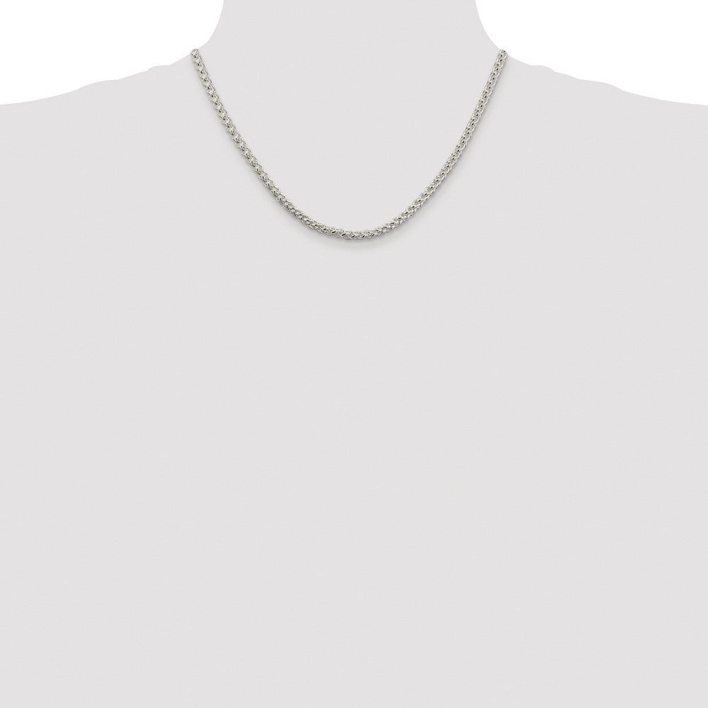 Sterling Silver Rhodium-plated 4mm Round Spiga Chain